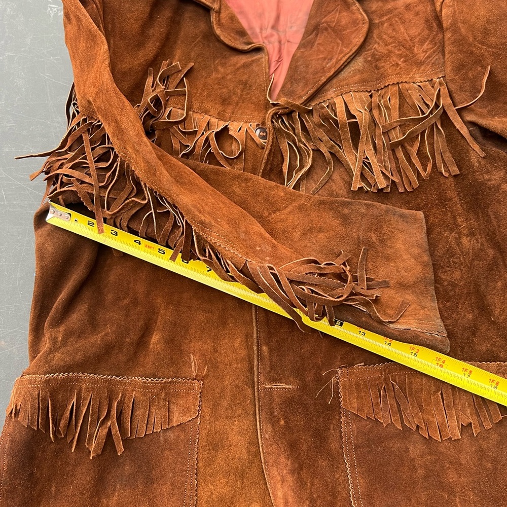 Women's Brown Suede Fringe Leather Jacket - Picture 5 of 9